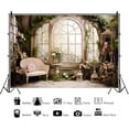 thumbnail image 4 of French Window Backdrop Living Room Sofa Green Leave Flower Background Fairy Princess Birthday Party Decorations Banner Supplies Photo Booth Props, 4 of 4
