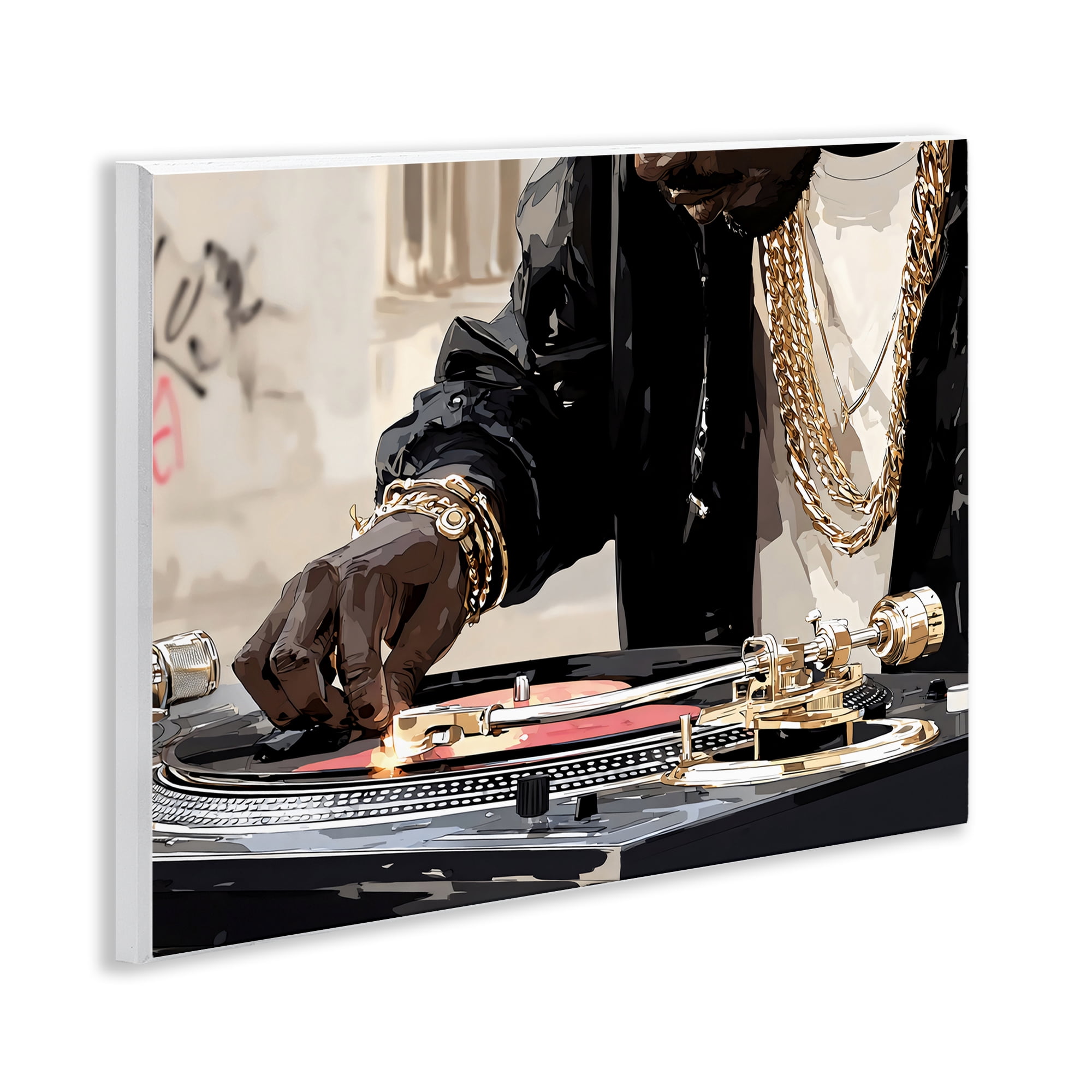 Stupell Industries Golden Touch on DJ's Turntable Wall Plaque Art, design by Franklyn Gregory