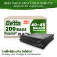 thumbnail image 5 of Betta 40-45 Gallon Black High-Density Trash Bags, 200 Count Box, (40x48-inch) Commercial Medium-Duty Garbage Can Liners, 5 of 7