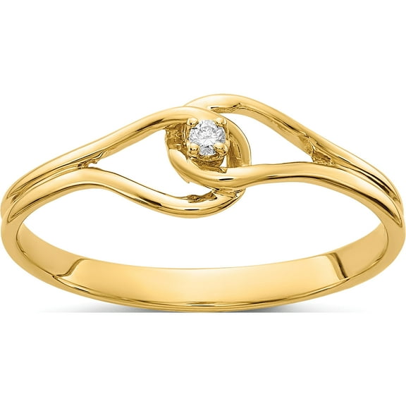 10K Yellow Gold Polished Aa Diamond Ringsize 6 (Width 2) - Jbsp