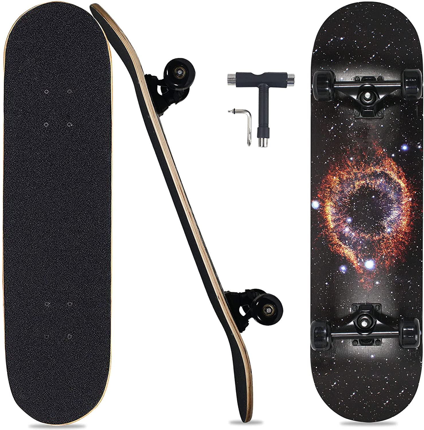 Pwigs Pro Complete Skateboards for Beginners Adults Youths Teens Girls Boys 31x8 Skate Boards 7 Layers Deck Maple Wood Longboards
