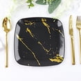 thumbnail image 2 of Balsa Circle 10 Black Gold Metallic Marble Square Disposable Salad Dinner Plastic Plates Party Events Tableware, 2 of 8