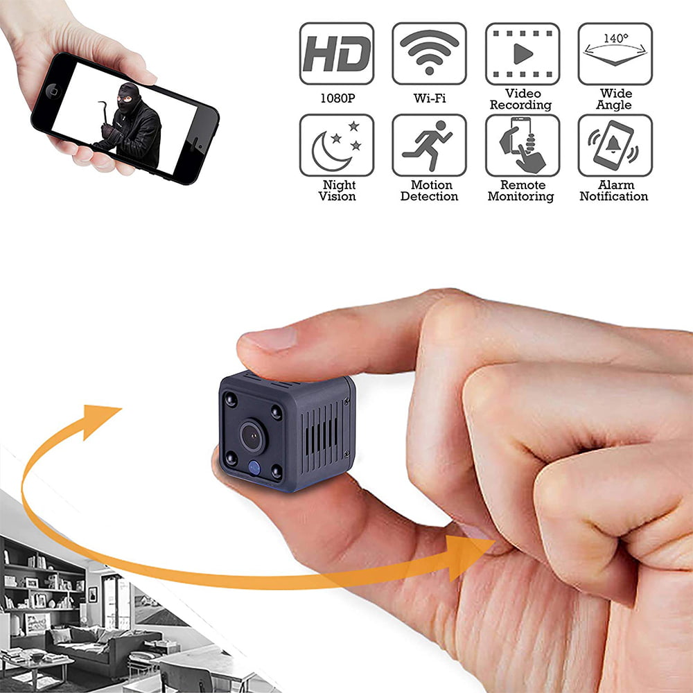 Mini Hidden Spy Camera WiFi Portable Nanny Cam 1080P HD Small Security Surveillance Cam with Audio Video Recorder for Home/Office/Apartment/Car Night Vision Motion Detection Alert with Phone App 