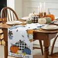 thumbnail image 4 of Fall Table Runner Thanksgiving Blue Pumpkin Table Runners Maple Leaves Sunflower It's Fall Y'all Cotton Linen Dresser Scarf Kitchen Dining Table Decor for Fall Holiday Party Decor 13x36 Inch, 4 of 9