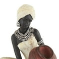 thumbnail image 5 of 6" x 10" Cream Polystone Sitting African Woman Sculpture with Red Water Pot, by DecMode, 5 of 16