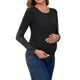 thumbnail image 4 of INSPIRE CHIC Camisetas de Maternidad con Fruncidos para Mujeres, Camisas de Manga Larga, Blusas Casuales, Camiseta Básica, Ropa 2025, Talla X-Large, Negra, 4 of 6