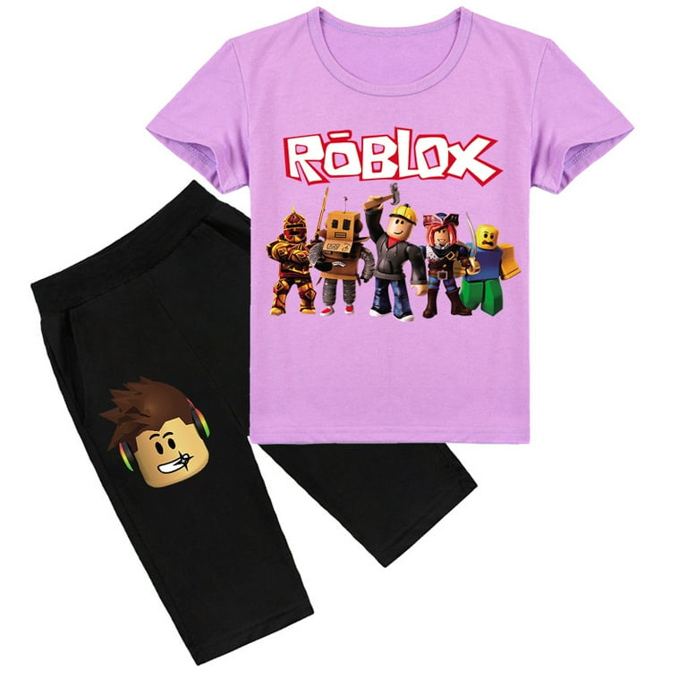 Bzdaisy ROBLOX Short Sleeve T-Shirt Shorts Set for Kids - Fun Gaming Theme  Clothes for Boys and Girls Aged 4-12 