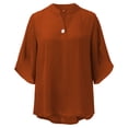 thumbnail image 4 of Sngxgn Women's Short Sleeve V-Neck Activewear T-Shirt Fit Top(Orange,XXL), 4 of 4