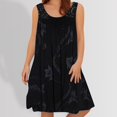 thumbnail image 2 of Puliio Summer Dresses for Women Sleeveless Crew Neck Loose Mini Floral Print Casual Beach Vacation Sundress, 2 of 4