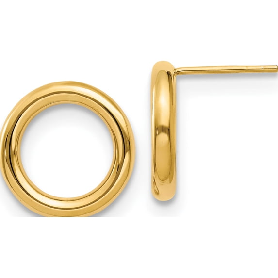 14K Polished Circle Post Earrings (15x15)