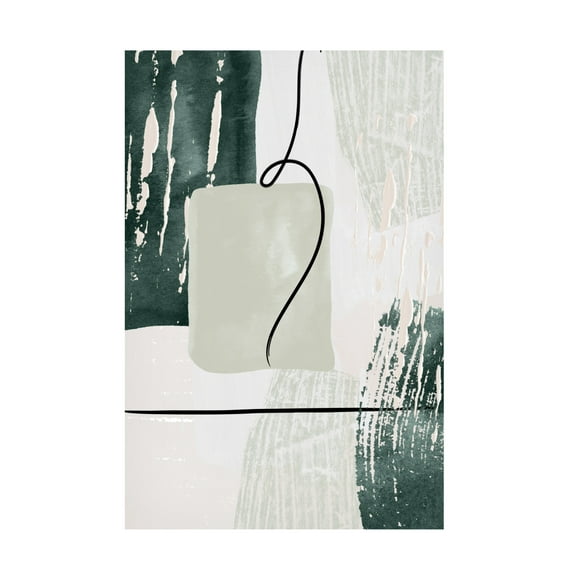 Trademark Fine Art Sally Ann Moss Abstract Shapes in Green 3 Canvas Wall Art