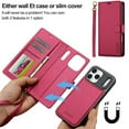 thumbnail image 5 of LC.IMEEKE Case for iPhone 17 Pro 6.3 inch, 2 in1 Multifunctional Detachable Wallet Phone Case for Men Women with RFID Blocking Wrist Strap Shockproof Protective Case,Red,For iPhone 17 Pro, 5 of 11