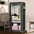 thumbnail image 3 of Easy Assembly Fabric Wardrobe Closet with Shelves, Portable Cloth Storage Organizer for Bedroom, Collapsible Garment Rack with Zippered Doors and Ventilation, 3 of 5