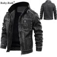 thumbnail image 2 of Leather Man Jackets Men Jacket Male Coats Winter Warm Cool Moto Motorcycle Outerwears European Size, 2 of 4