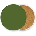 thumbnail image 2 of GZHJMY Plain Dark Olive Green Solid Color Coasters Absorbent Drink Coaster, Ceramic Stone Coaster with Cork Base Desktop Protection Mat for Home Decor 2PCS, 2 of 6