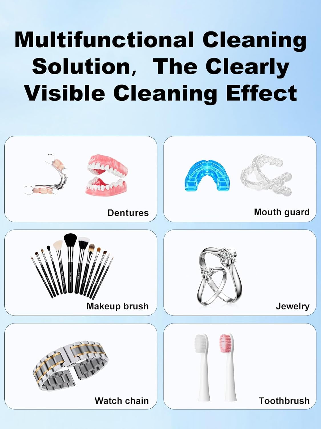 Ultrasonic Retainer Cleaner Machine for Denture, Portable Dental Cleaning Pod for Aligner, Mouth Guard, Braces, Sonic Denture Cleaner for All Dental Appliances, Portable Ultrasonic Jewelry Cleaner