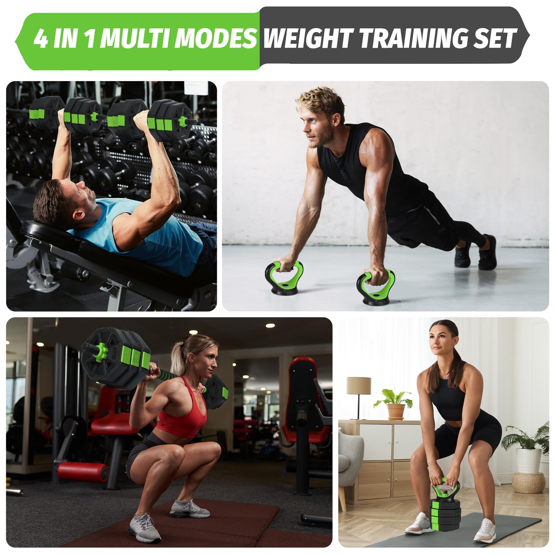 Yeshouse Adjustable 5-in-1 Dumbbells, 66/88lbs Weights Set, Converts to Barbell, Kettlebell & Push-Up Stand