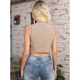 thumbnail image 5 of Cropped Suit Vest for Women Button Up Business Casual Dressy Waistcoat Vest Tops Khaki L, 5 of 9