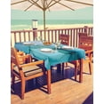 thumbnail image 2 of Fsddascl Turquoise Gold Marble Outdoor Tablecloth - 52x70 Inch Rectangle Dining Table Cover, Modern Teal Blue Marble Geometric Waterproof Outdoor Table Cloth with Umbrella Hole & Zipper for Patio, 2 of 7