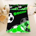 thumbnail image 5 of Manfei Football Games Bed Sheets For Boys,Sport Themd Full Size Sheets,Black Green,4-Piece,1 Flat Sheet,1 Fitted Sheet and 2 Pillowcases, 5 of 7