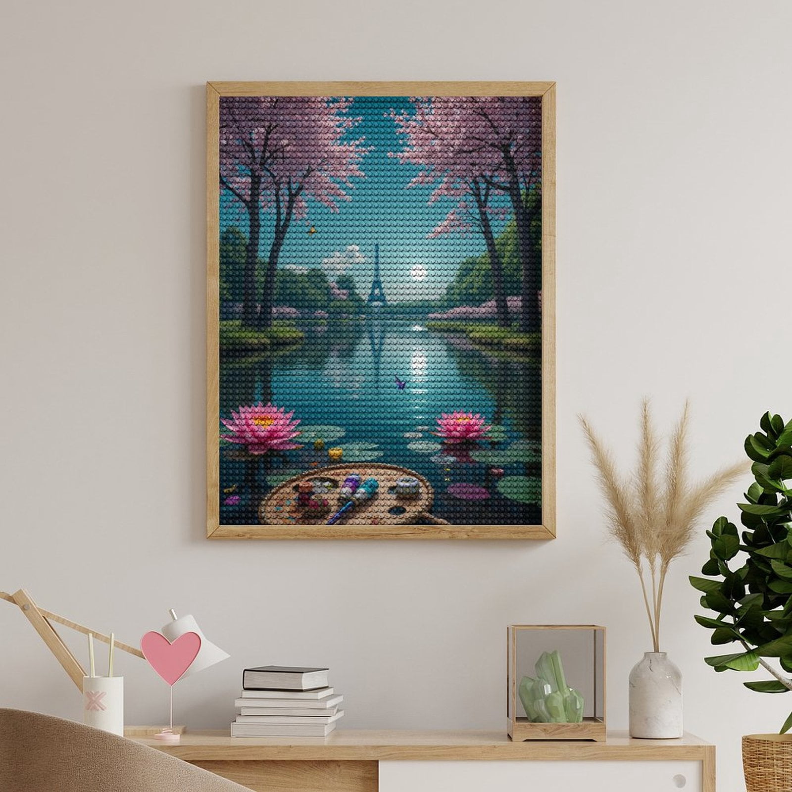 Diamond Art Kits for Adults, Parisian Spring Lake Reflection Artistry 5D Diamond Painting Kits for Adults Beginners, DIY Full Drill Diamond Painting, Gem Art and Crafts 12x16