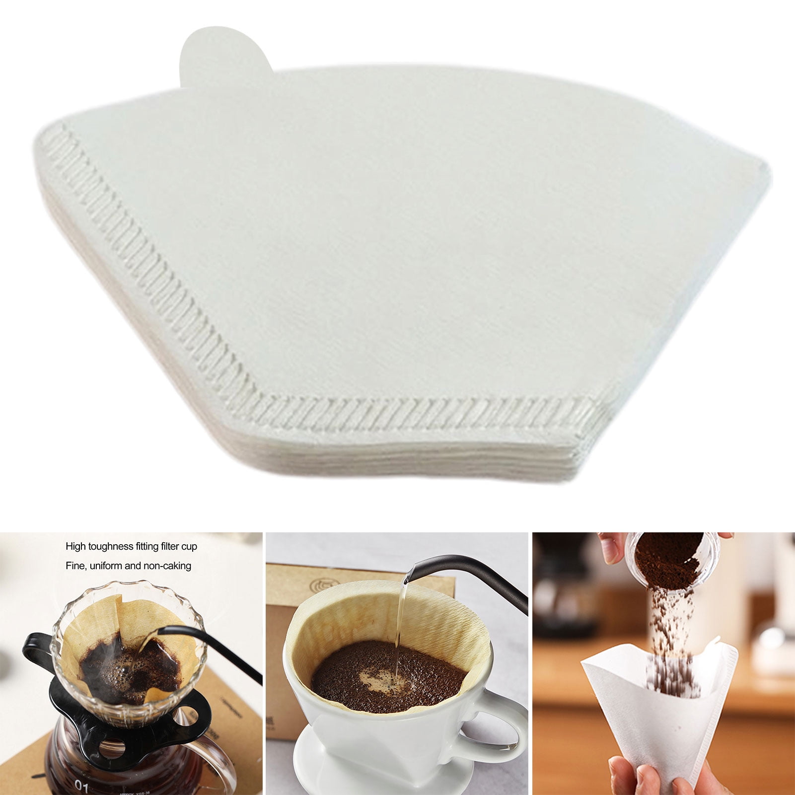 Qianha Mall 40/100Pcs Coffee Filter Foodgrade Paper Disposable Cone