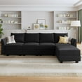 thumbnail image 4 of HONBAY Canapé Sectionnel Moderne en Velours avec Sièges de Rangement, Sofa en L, Noir, 4 of 5
