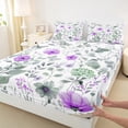 thumbnail image 3 of Homewish Watercolor Plant Botanical Queen Sheet Sets, Rustic Purple Flower Flat Sheet, Teens Adult Girls Women Queen Fitted Sheet, Luxury Bedroom Decor, 4 Pieces, 3 of 7