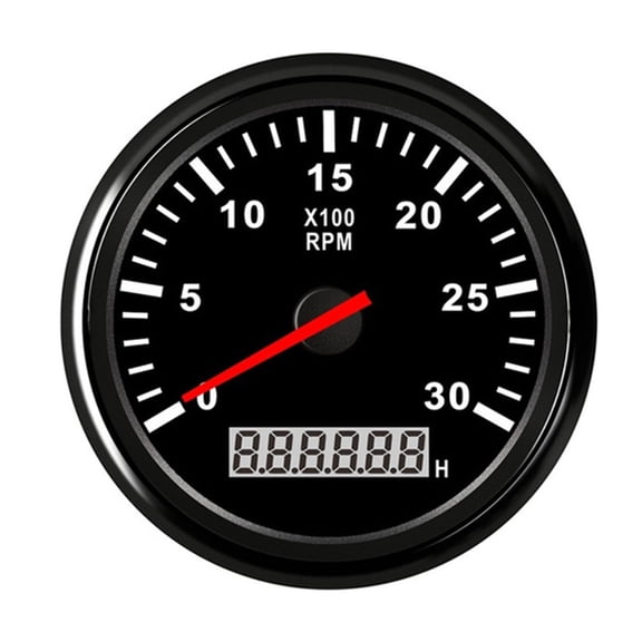 Car Boat Tachometer Gauge LCD Hour Meter 0-3000 4000 6000 RPM Tacho Sensor Marine Tacho Meters 12V/24V Red Backlight ,Easy to Install