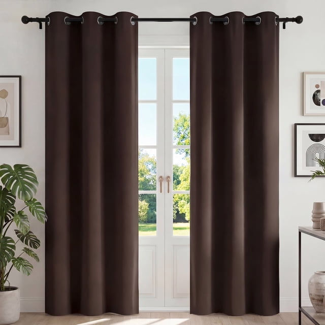 Blackout Cortinas para Recámara, Cortina Blackout Térmica Aislada 2 Paneles 42x84 Pulgadas, Cortinas Negras con Ojales, Reducción de Ruido, Ahorro de Energía y Cortinas sin Arrugas para Sala de Estar