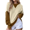 thumbnail image 4 of Posijego Ensemble de Survêtement pour Femmes 2 Pcs à Blocs de Couleur Col Rond Chandail Chandails en Molleton Pantalons Tenues de Détente, 4 of 7