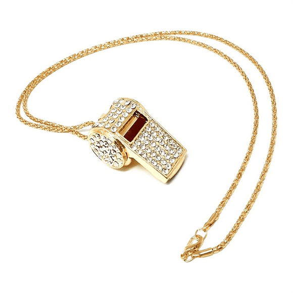 Whistle, Metal Crystal Rhinestone Whistle, Shining Whistle with Keychain for Referees, Coaches, Teachers