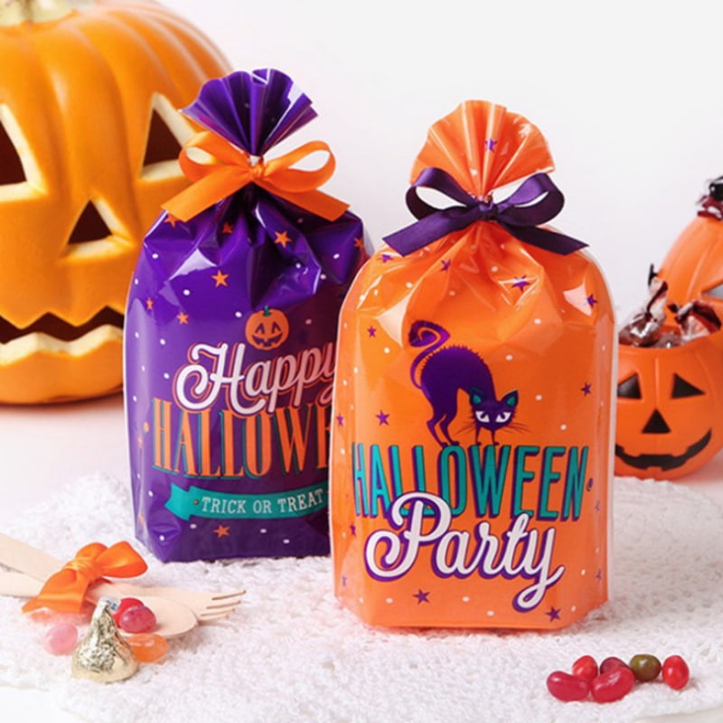 Halloween Plastic Candy Bag Cartoon Party Favors Bags Halloween Trick