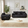 thumbnail image 4 of Muumblus Pure 2 Pieces Living Room Furniture Set, Single Sofa Chair and 3-Seater Sofa, Black Teddy, 4 of 8