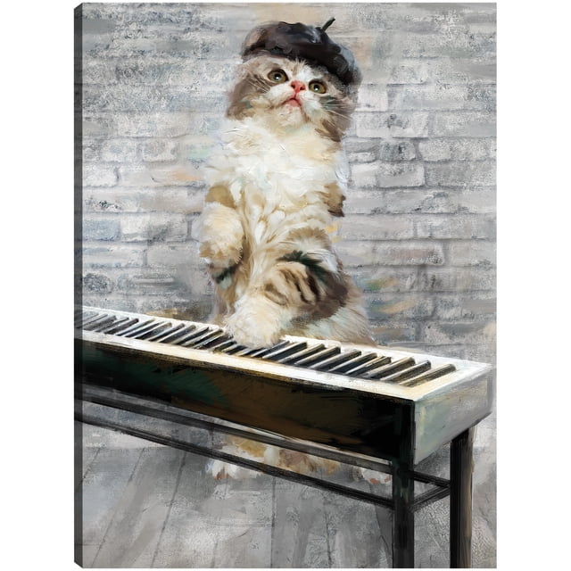 Cuadro Decorativo - Gatos de Jazz I Jr Impresión en canvas, estrechado