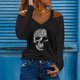 thumbnail image 2 of Tops Para Mujer Camisas de Manga Larga Moda de Otoño Camiseta Con Cuello en V Otoño Taladro Caliente Hombro Frío Blusa Suelta Odeerbi ODB148436, 2 of 5