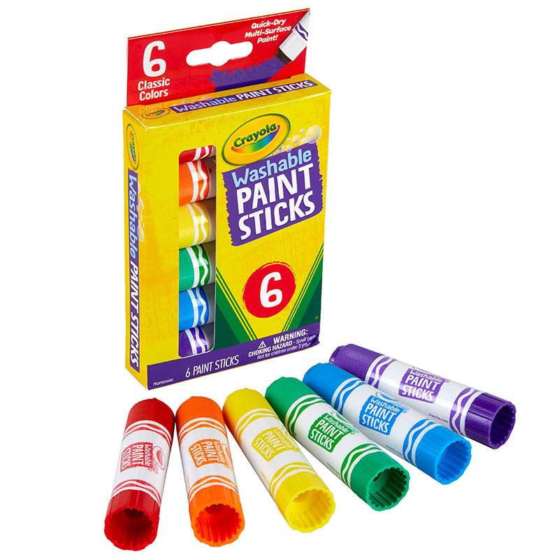 Washable Paint Sticks, 6 colors (6 Paint sticks)