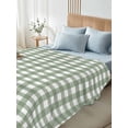 thumbnail image 4 of Twin Size Flat Sheet Only, Sage Green Buffalo Plaid Soft Brushed Microfiber Bed Sheets, Farmhouse Green White Checkered Hotel Quality Breathable Bedding Top Sheet, Easy Care, 66"x96", 4 of 9