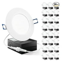 Sunco 24 Pack 4 Inch LED Recessed Lights, Slim Canless Ceiling Lighting, 650 LM, 10W (60W Equivalent), 3000K Warm White, Dimmable, Wafer Thin, Ultra Thin with Junction Box ETL