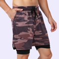 thumbnail image 3 of Mens Swim Trunks with Compresssion Liner Elastic Waist Camouflage Print Board Shorts with Pockets Swim Shorts Beachwear, 3 of 6