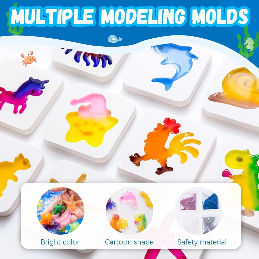 Magic Water Elf Toy Kit, 2025 New Handmade Water Animal Set Water Gel Kit with Magic Gels and Sea Creature Molds, Magic Water Gel Kit Party Favor DIY Arts Crafts Birthday Christmas