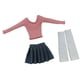 thumbnail image 3 of Conjunto de manga larga para mujer, modelo móvil, top de tubo, escala 1:6 rosa, 3 of 9