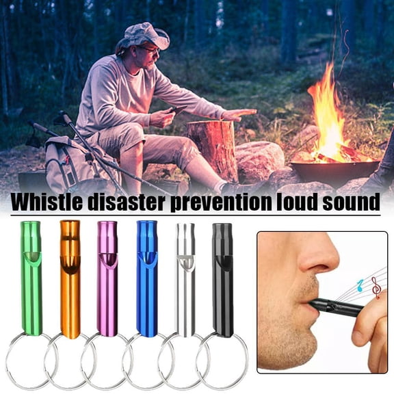 QHUDLV New Outdoor Metal Multifunction Whistle Pendant With Keychain Keyring For Outdoor Mini Gifts Size Emergency Whistles