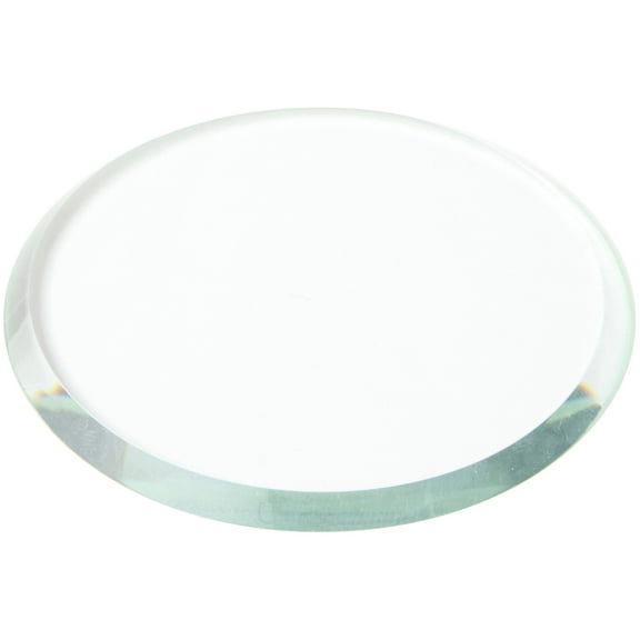 Plymor 2" Round, 3mm Thick Beveled Clear Glass Circle, Pack of 6