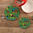 thumbnail image 2 of SKYSONIC Cartoon Green Car Pot Holders Trivets, 2 Pcs Heat Resistant Trivets,Colored Truck Cotton Thread Weave Mats for Hot Pads Pans Pot Bowl Teapot for Kitchen Decor, 2 of 7