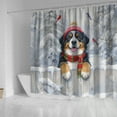 thumbnail image 4 of Playful Bernese Mountain Dog Welcomes Winter Snowy Day with Cardinal Bird Shower Curtain Berner Lover Gifts Waterproof Bathroom Bathtub Curtain - 12017, 4 of 5