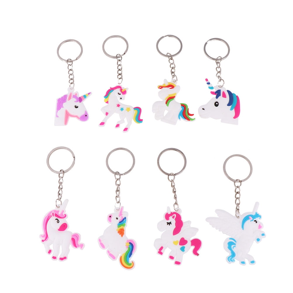 Hemoton 96 pcs  Cartoon Unicorn Key Ring Unicorn Keychain Hanging Ornament Keychain Pendant (Random Style)