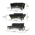thumbnail image 4 of Othello Outdoor Acacia Wood Expandable Daybed with Water Resistant Cushions, Black and Gray, 4 of 9