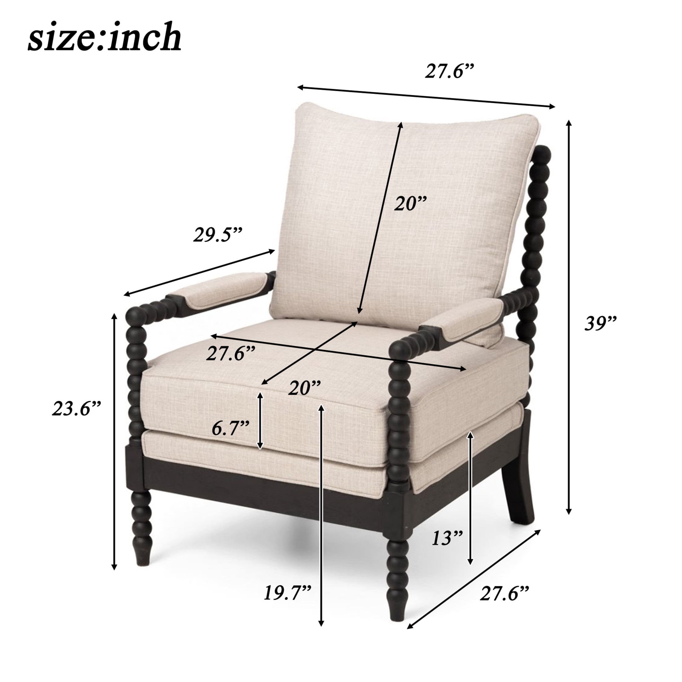 Noble House Illis Modern Rubber Wood Upholstered Accent Chair, Comfortable Living Room Leisure Chair, Black & Gray