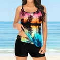 thumbnail image 2 of Women Plus Size Print Strappy Back Tankini Set Two Piece Swimsuits Swimdress, 2 of 9